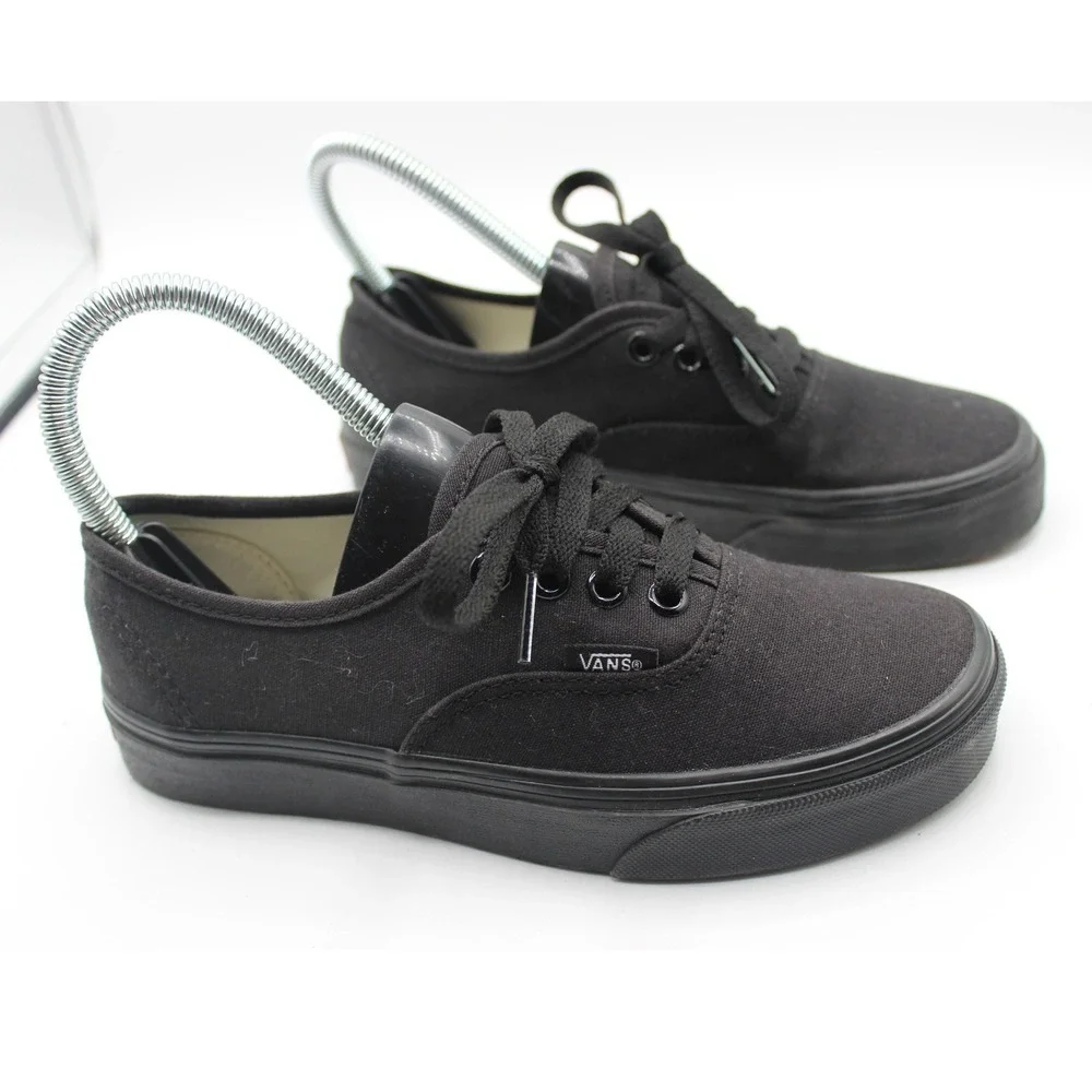 Vans Authentic Black Black Canvas Low Top Skate Shoes Mens 3.5 Womens 5.0 508731